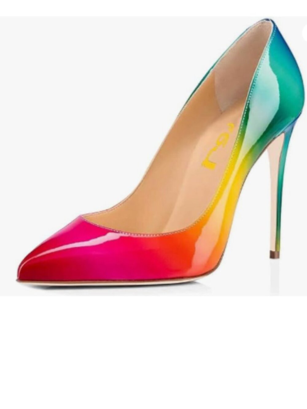 FSJ Rainbow Ombre Patent Leather Pointed Toe Stiletto Pump - Step in style this!